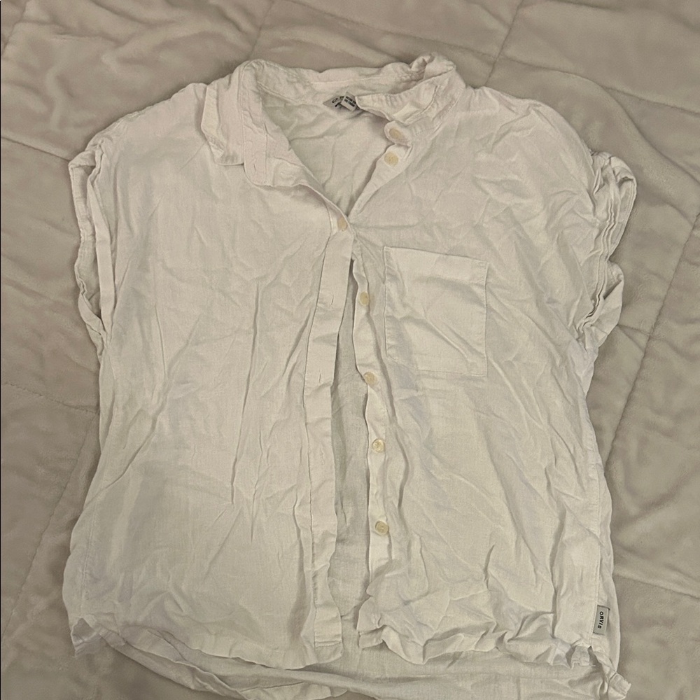 Orvis White Linen Button-Up Shirt